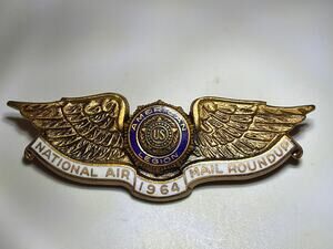 1964 American Legion National Air Mail Roundup Wings Enamel Pin Badge Vintage